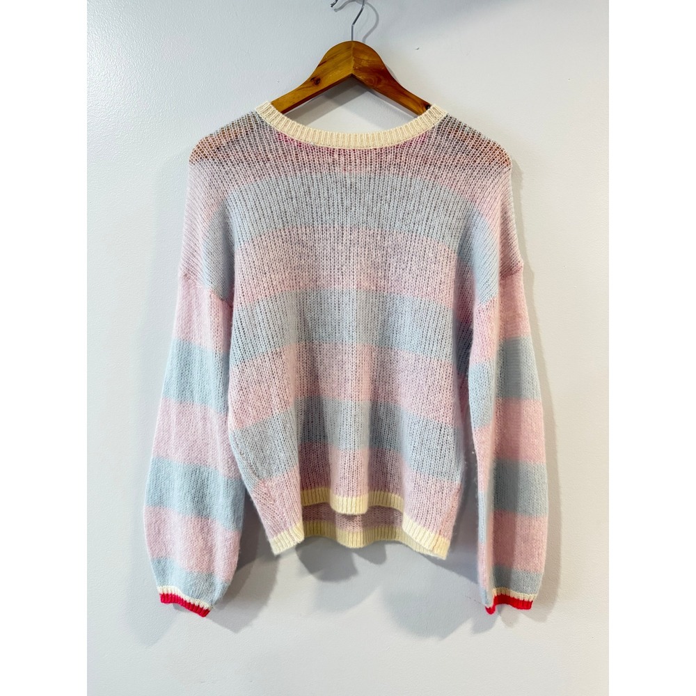 Sundry Wool Cashmere Striped Knit Sweater Pastel Pink Blue Size 0 XS